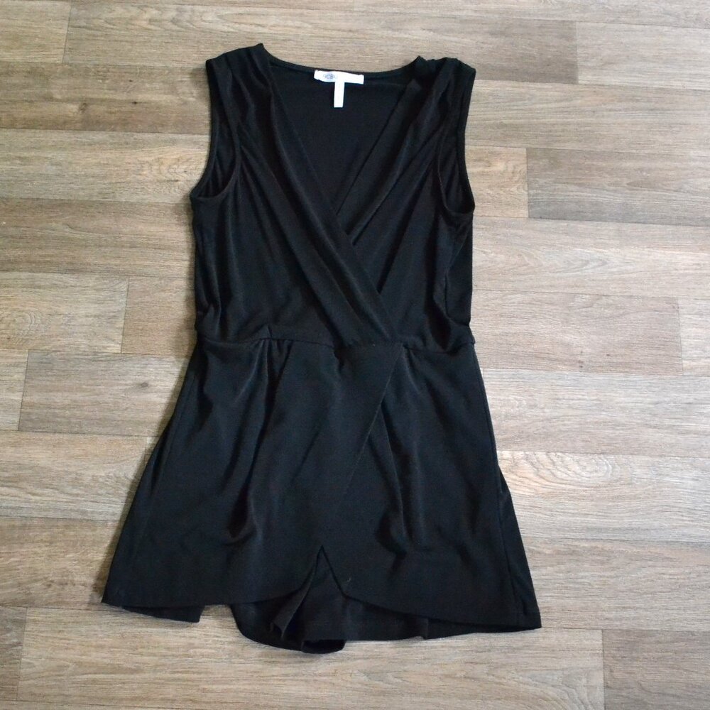 BCBGeneration Women's Black Wrap Front Twist Skort Romper Size Small